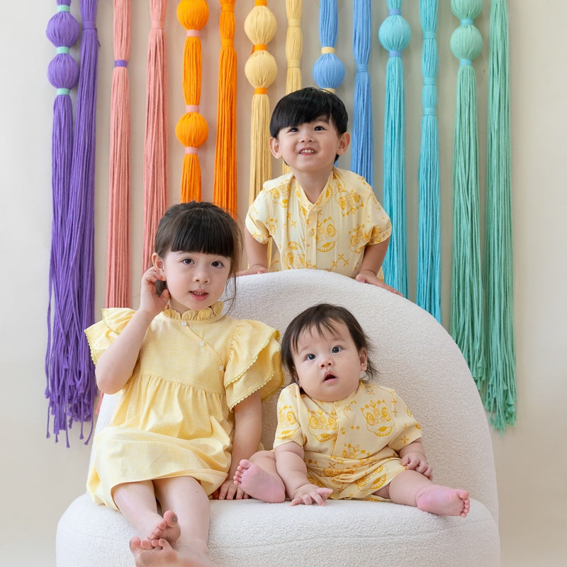 Lion Dance Series - Boys Shirt in Yellow by Le Petit Society — image 2