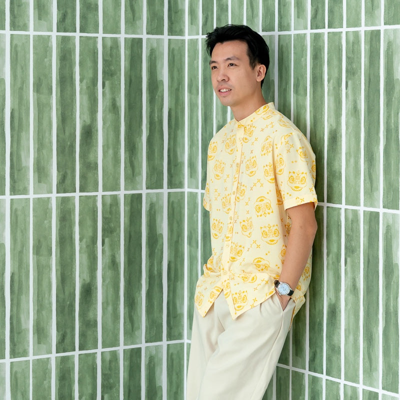 Lion Dance Series - Men's Shirt in Yellow (Classic Fit) by Le Petit Society