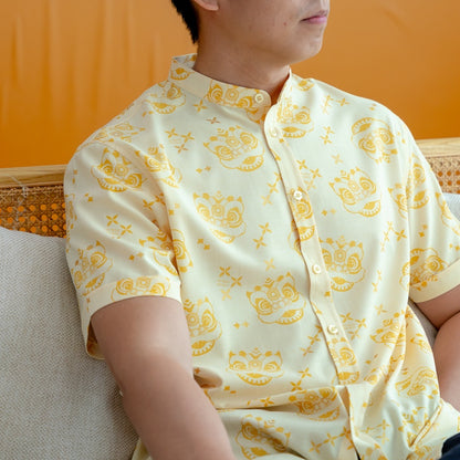 Lion Dance Series - Men's Shirt in Yellow (Classic Fit) by Le Petit Society — image 3