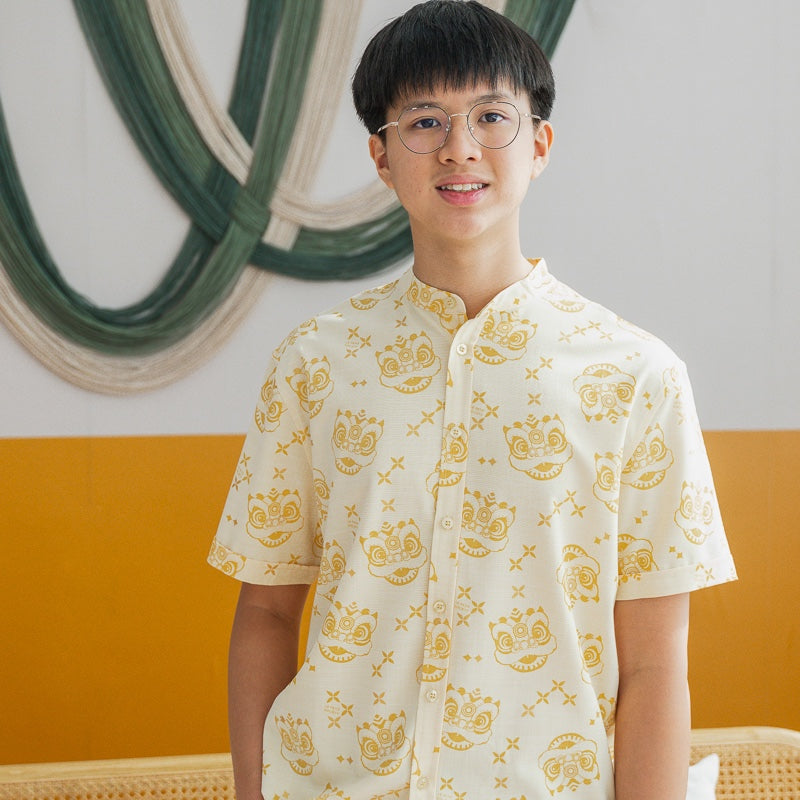 Lion Dance Series - Men's Shirt in Yellow (Classic Fit) by Le Petit Society — image 6