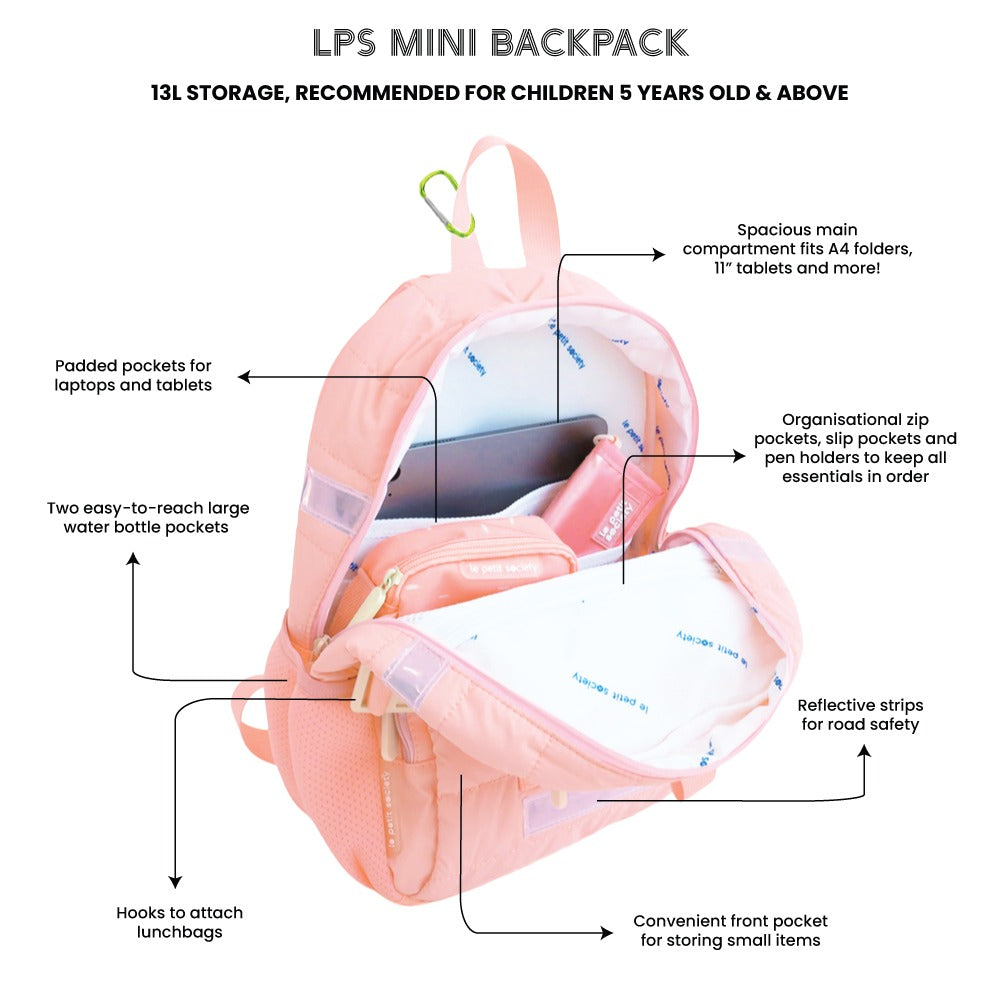 Mini Backpack - Marshmallow Pink Puffer by Le Petit Society — image 5