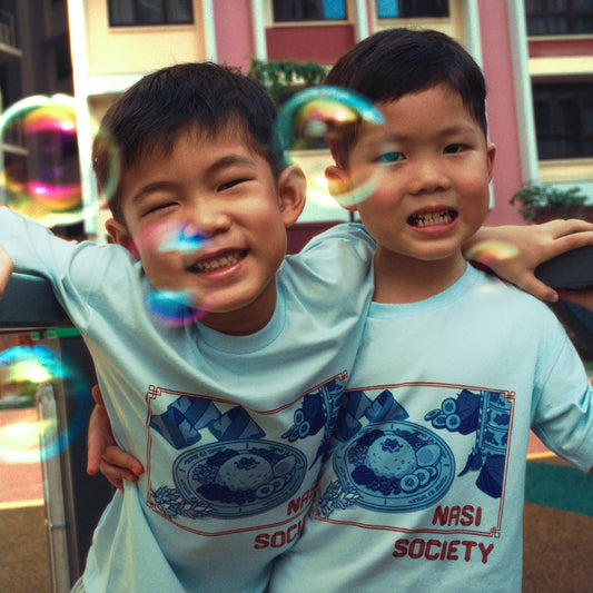 A Singapore Series - Nasi Society Kids Tee in Blue by Le Petit Society