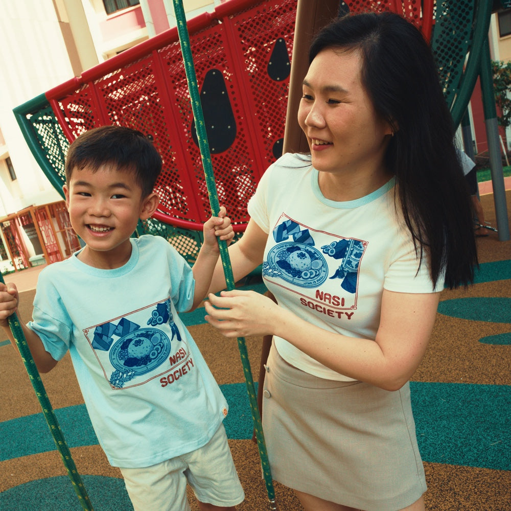 A Singapore Series - Nasi Society Ladies/Teens Tee in White by Le Petit Society — image 3