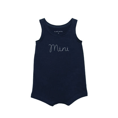 Family Tees - Mini Baby Sleeveless Romper in Navy by Le Petit Society