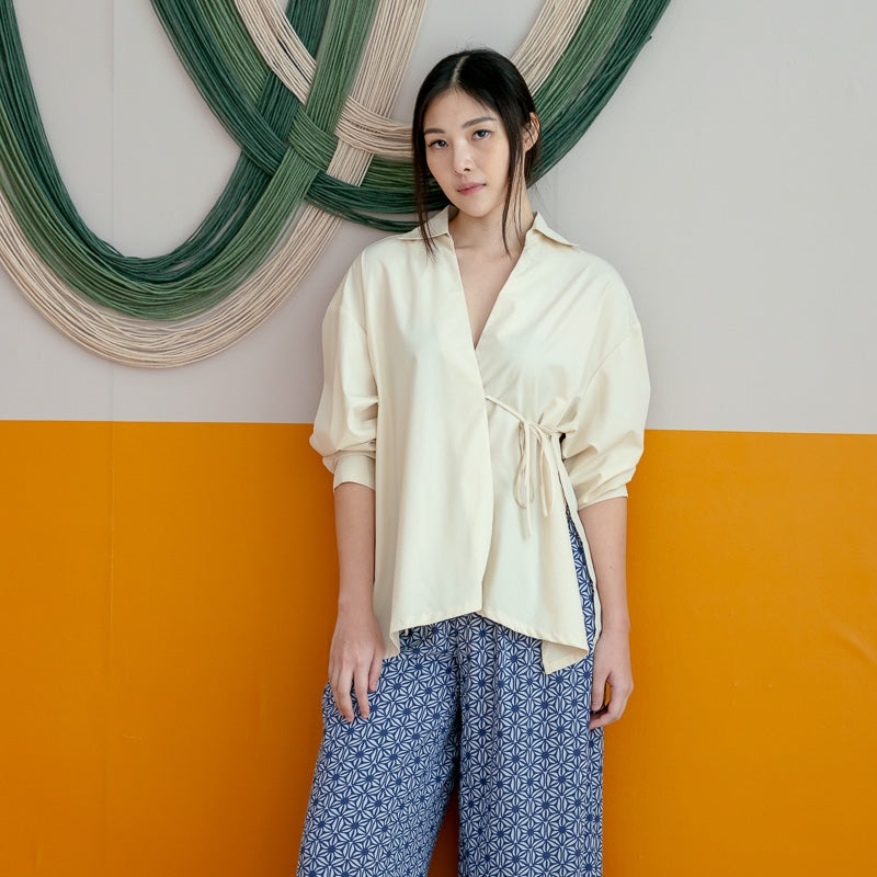 Oriental Series - Ladies Wrap Shirt in Oat by Le Petit Society