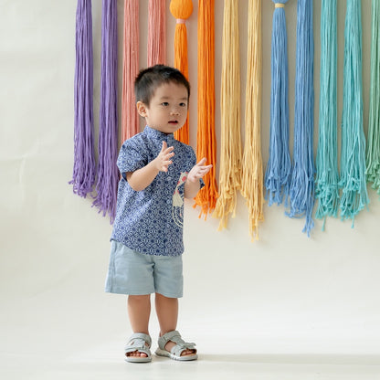 Oriental Series - Boys Shirt in Navy Origami Koi Print by Le Petit Society — image 3