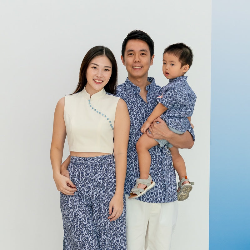 Oriental Series - Ladies Cheongsam Top in Navy Wagara Print by Le Petit Society — image 7