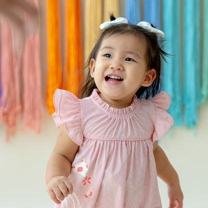 Oriental Series - Girls Baby Doll Dress in Pink Origami Koi Print by Le Petit Society