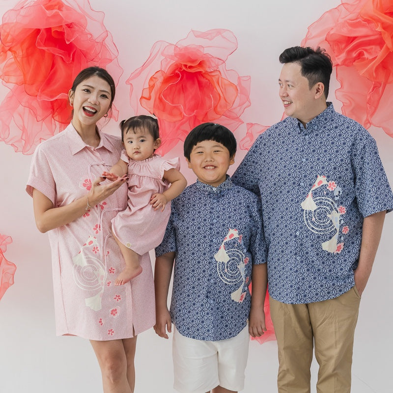 Oriental Series - Girls Baby Doll Dress in Pink Origami Koi Print by Le Petit Society — image 2