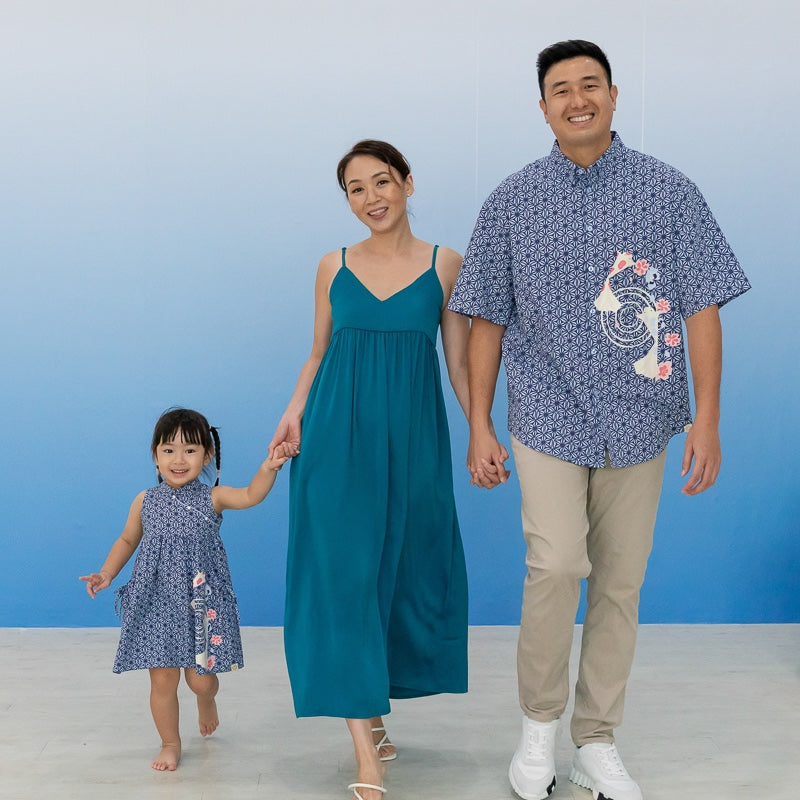 Oriental Series - Men's Shirt in Navy Origami Koi Print (Relaxed Fit) by Le Petit Society — image 6