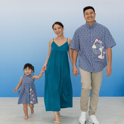 Oriental Series - Men's Shirt in Navy Origami Koi Print (Relaxed Fit) by Le Petit Society — image 6