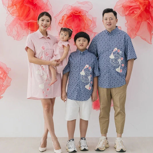 Oriental Series - Ladies Shirt Dress in Pink Origami Koi Print by Le Petit Society — image 2