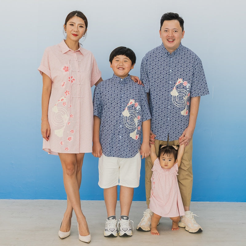 Oriental Series - Girls Baby Doll Dress in Pink Origami Koi Print by Le Petit Society — image 4