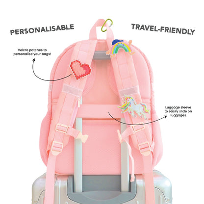 Single Pocket Backpack in Marshmallow Pink Puffer by Le Petit Society — image 7
