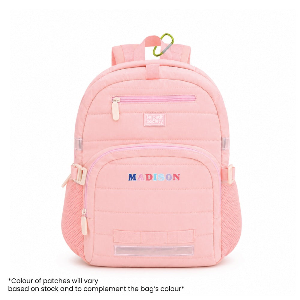 Single Pocket Backpack and Lunch Bag Bundle in Marshmallow Pink Puffer by Le Petit Society — image 3