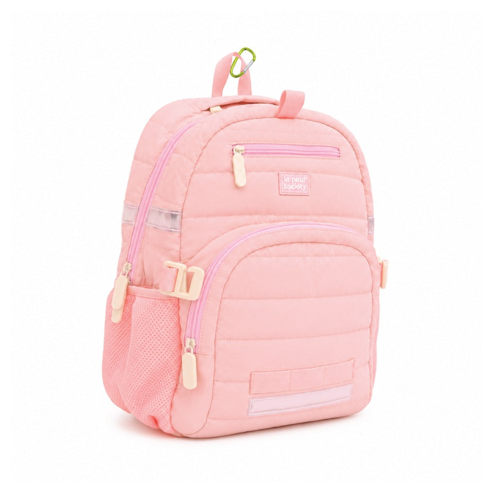 Single Pocket Backpack in Marshmallow Pink Puffer by Le Petit Society — image 3
