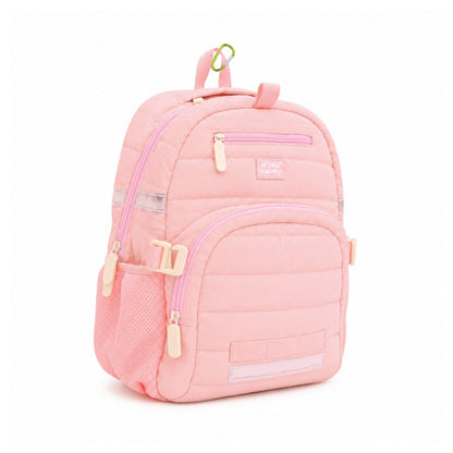 Single Pocket Backpack in Marshmallow Pink Puffer by Le Petit Society — image 3