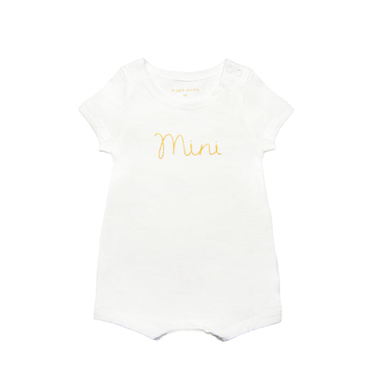 Family Tees - Mini Baby Short Sleeves Romper in White/Gold by Le Petit Society