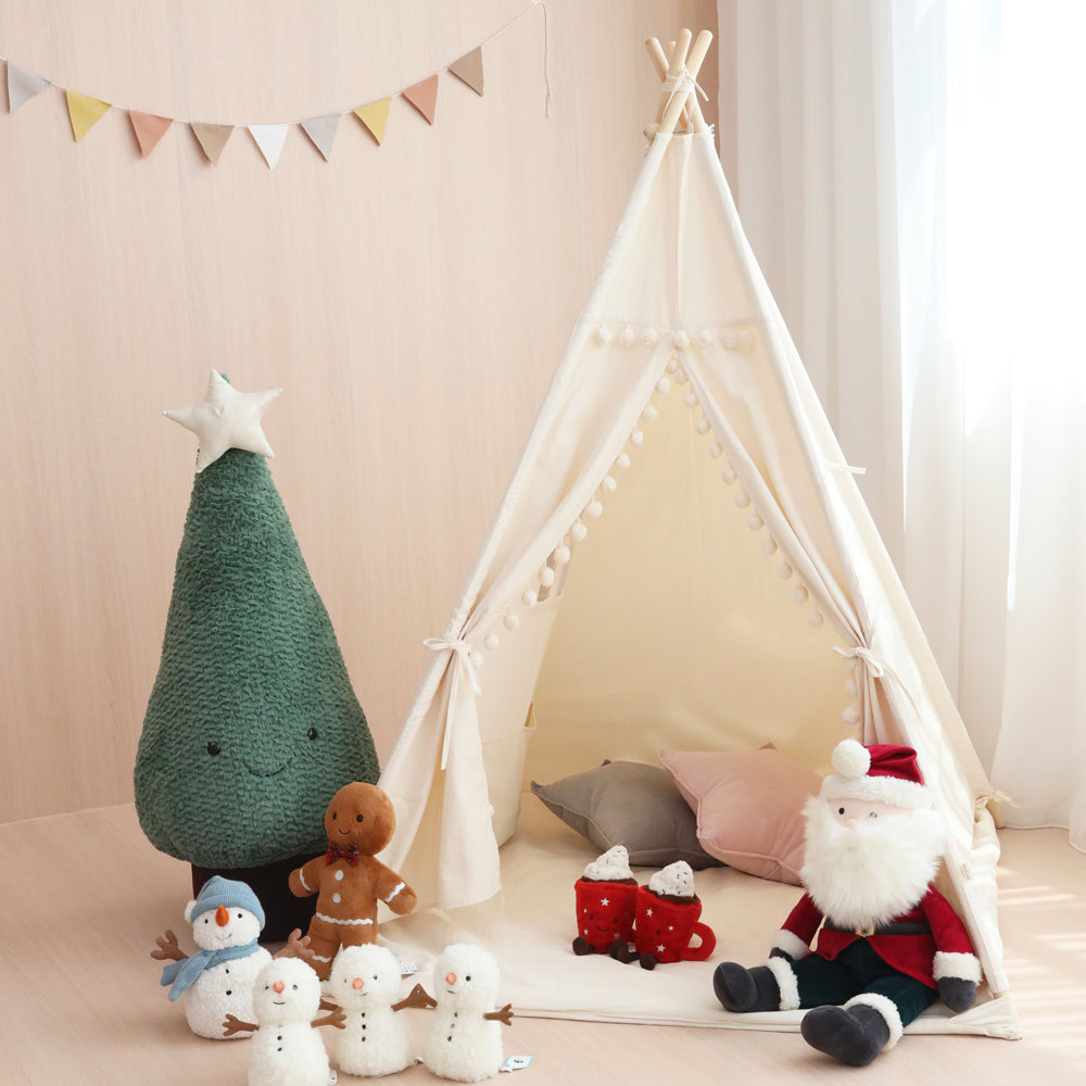Canvas Teepee Tent with Pom Poms by Le Petit Society — image 3