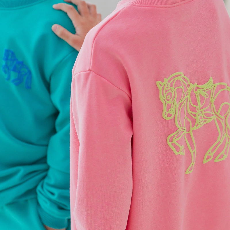 Zodiac Series - Kids Pullover in Pink with Embossed Horse Print by Le Petit Society — image 2