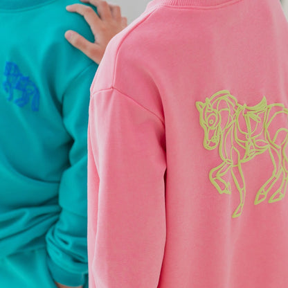 Zodiac Series - Kids Pullover in Pink with Embossed Horse Print by Le Petit Society — image 2
