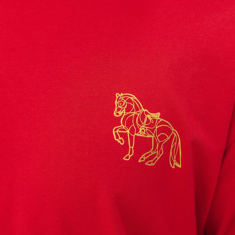 Zodiac Series - Adult Red Tee in Gold Horse Print by Le Petit Society — image 5