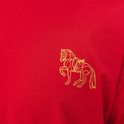 Zodiac Series - Adult Red Tee in Gold Horse Print by Le Petit Society — image 5