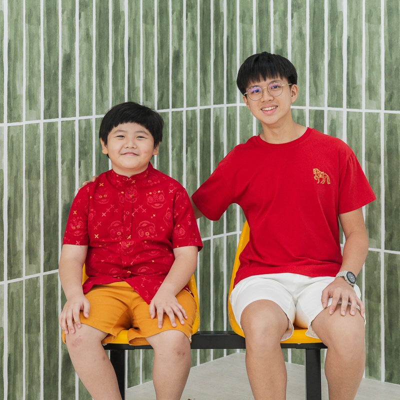 Zodiac Series - Adult Red Tee in Gold Horse Print by Le Petit Society — image 4