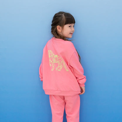 Zodiac Series - Kids Jogger Pants in Pink by Le Petit Society — image 4