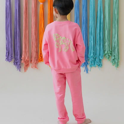 Zodiac Series - Kids Jogger Pants in Pink by Le Petit Society — image 2