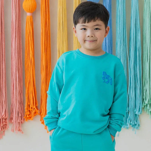Zodiac Series - Kids Pullover in Green with Embossed Horse Print by Le Petit Society