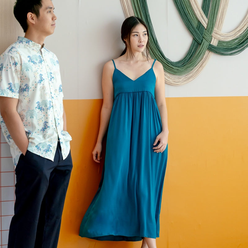 Zodiac Series - Men's Shirt in Teal Carnival Horse Print (Classic Fit) by Le Petit Society — image 6