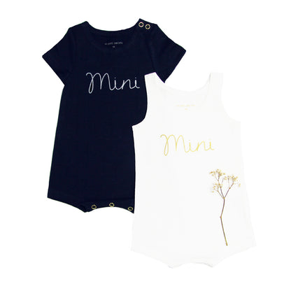 Family Tees - Mini Baby Sleeveless Romper in White/Gold by Le Petit Society — image 3