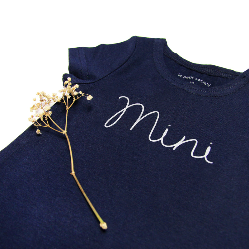 Family Tees - Mini Baby Short Sleeves Romper in Navy by Le Petit Society — image 2