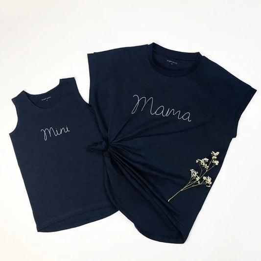 Family Tees - Mini Kids Tank in Navy by Le Petit Society — image 2