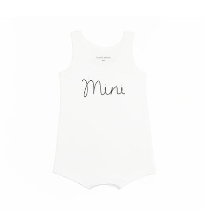 Family Tees - Mini Baby Sleeveless Romper in White/Black by Le Petit Society — image 2