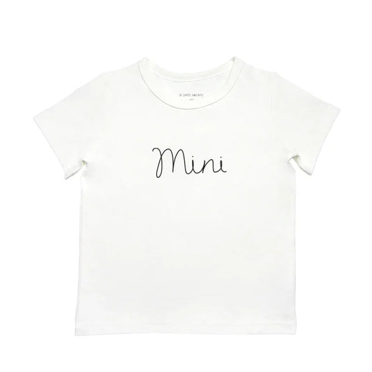 Family Tees - Mini Kids Tee in White/Black by Le Petit Society — image 2