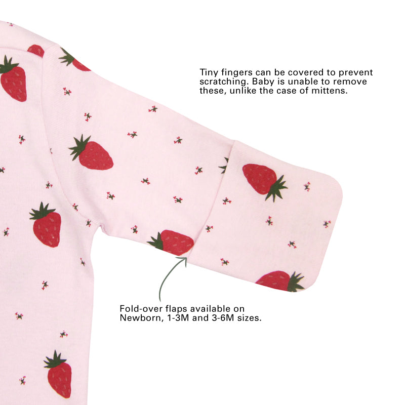 Baby Organic Zip Sleepsuit in Strawberry Print (Personalisable) by Le Petit Society — image 7