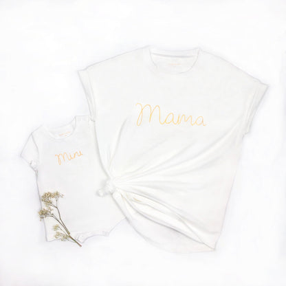 Family Tees - Mama Tee in White/Gold by Le Petit Society — image 2