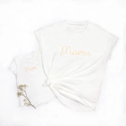 Family Tees - Mama Tee in White/Gold by Le Petit Society — image 2