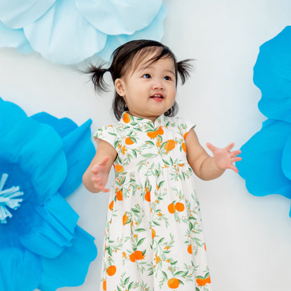 Mandarin Orange Series - Baby Girl Jersey Cheongsam in White by Le Petit Society — image 4