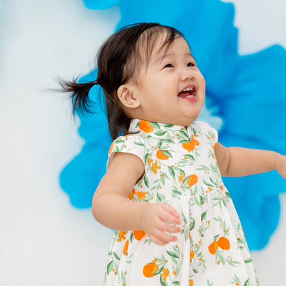 Mandarin Orange Series - Baby Girl Jersey Cheongsam in White by Le Petit Society — image 2