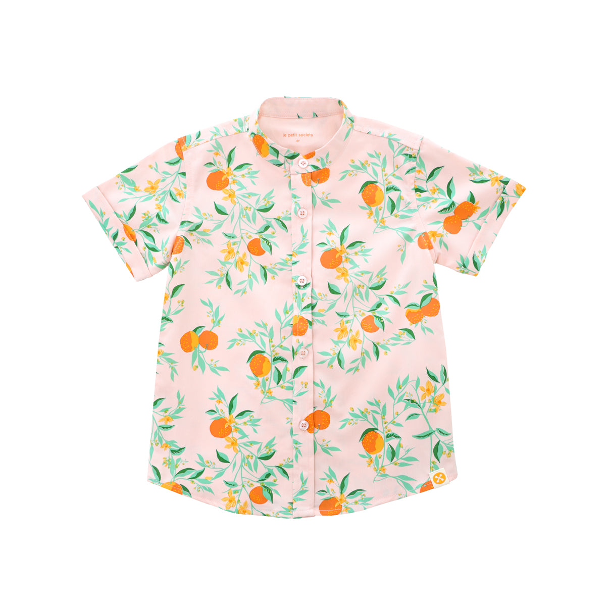 Mandarin Orange Series - Boys Shirt in Pink by Le Petit Society — image 5