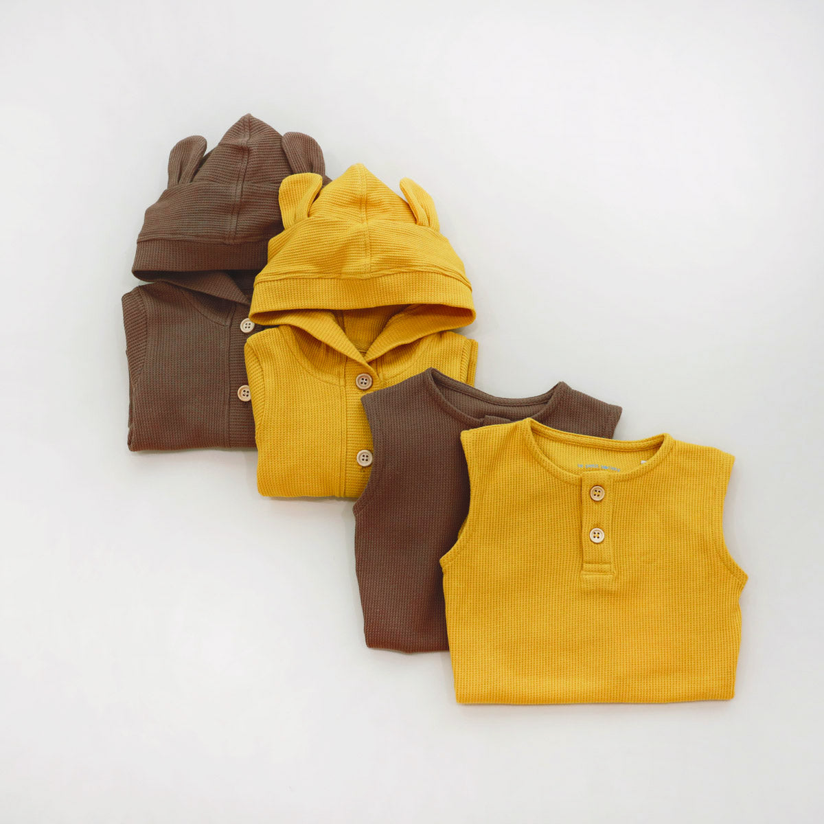 Baby Bubble Romper in Marigold Waffle Jersey by Le Petit Society — image 5