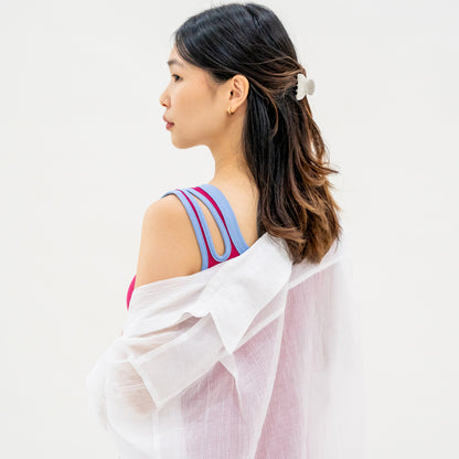 Ladies Sheer Oversized Shirt in White (One Size) by Le Petit Society — image 8