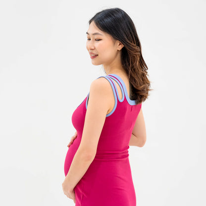 Le Petit Society x Ohhdivine - Ladies Jersey Knit Dress in Rose Pink/Blue — image 2