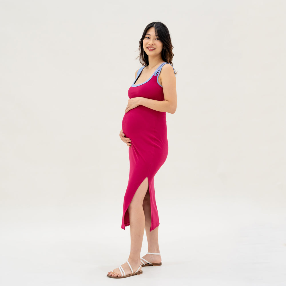 Le Petit Society x Ohhdivine - Ladies Jersey Knit Dress in Rose Pink/Blue — image 4