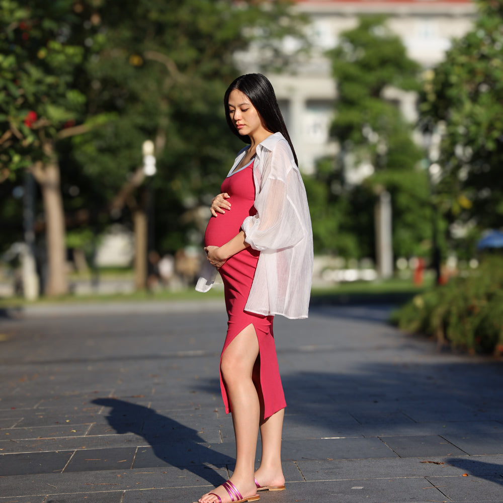 Le Petit Society x Ohhdivine - Ladies Jersey Knit Dress in Rose Pink/Blue
