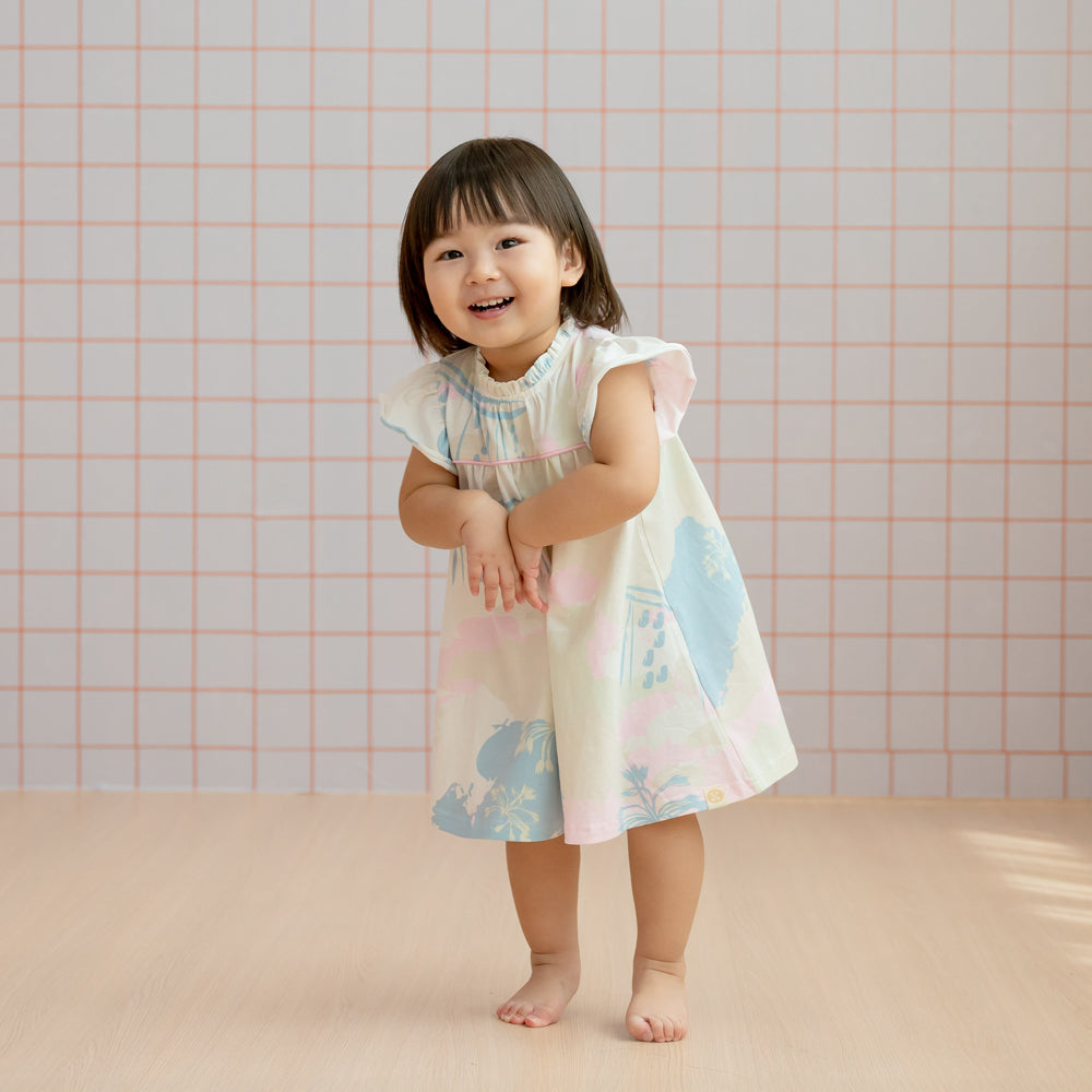 Heritage Series - Baby Girl Jersey Dress in MBS Skyline Print by Le Petit Society — image 8
