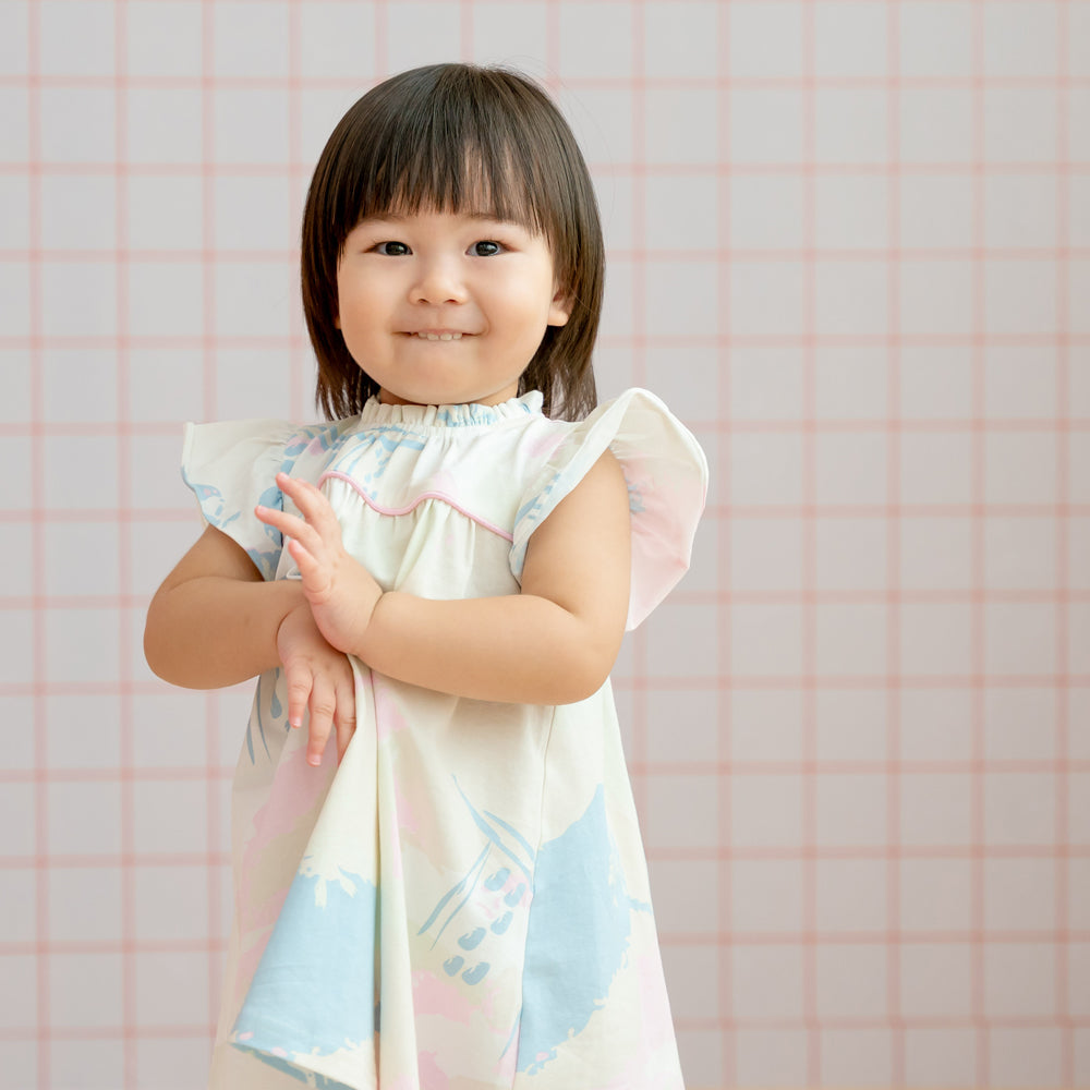 Heritage Series - Baby Girl Jersey Dress in MBS Skyline Print by Le Petit Society — image 2